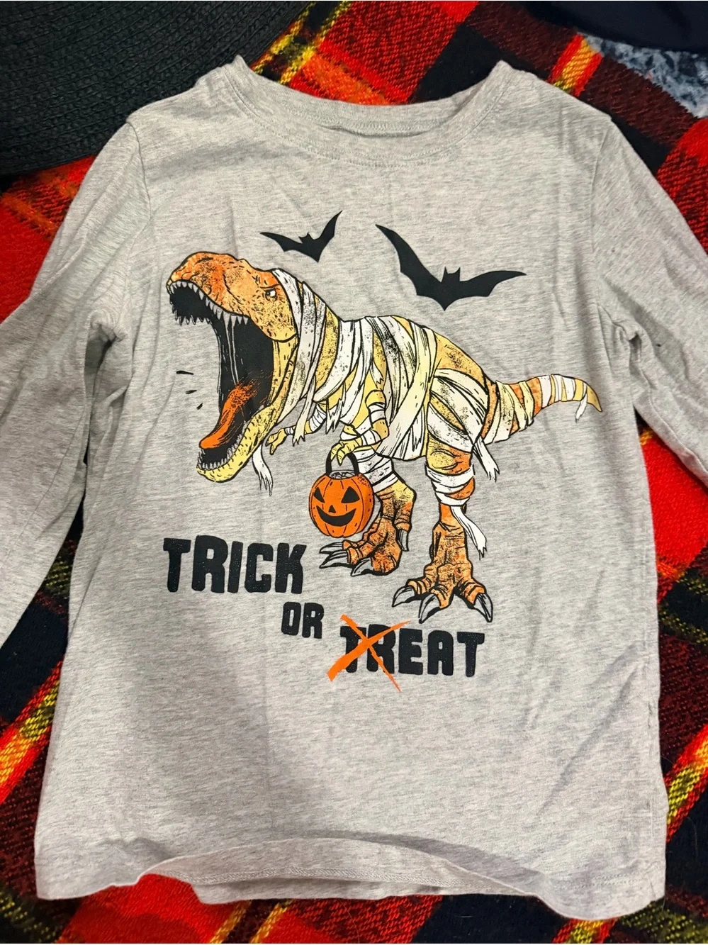 OshKosh B'gosh Gray Teick or Treat TRex Tee